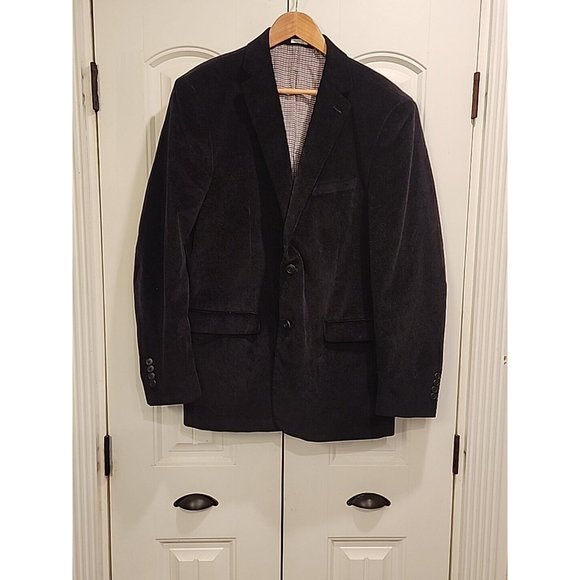 Saddlebred Men Corduroy Sport Coat Blazer Jacket Heritage 2 ButtonSz 44L Black Suits Blazers